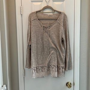 Lace Trimed Cream Color Blouse